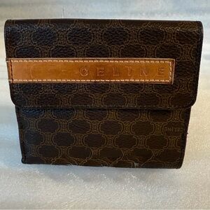 Celine Dark Brown Wallet with Tan Accent